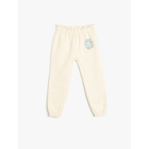 Koton Jogger Eşofman Altı Kedi Baskılı Beli Bağcıklı Pamuklu Bej 5smg40029ak Ekru