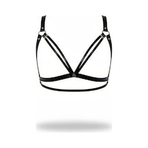 İkikareshop Siyah Göğüs Harness Suni Deri Halkalı Vücut Aksesuarı - Brf238 Çok Renkli
