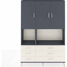 Arges Dolap 6 Raflı 6 Çekmeceli 3 Kapaklı 132x30x195 Antrasit-antrasit/aytaşı Antrasıt/aytası