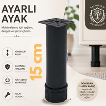 Cateksss 42 Lik Tablalı Ayarlı Ayak 15 Cm Texture Siyah - 8 Li Paket