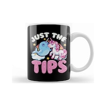 Funny Just The Tips Cute Narwhal Unicorn Pun Kupa Bardak Porselen Karışık