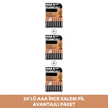 Duracell LR03/MN2400 AAA Kartela İnce Kalem Pil 24'lü