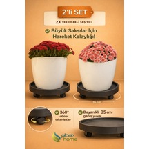 2 Li Set Tekerlekli Saksı Altlığı Bitki, Damacana Ve Hava Difüzörü İçin Çok Amaçlı Taşıyıcı Siyah