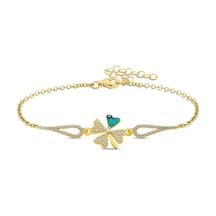 Casera's Gümüş Gold Nazarlı Yonca Bileklik Csr2185869 Gümüş