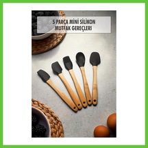Bezos 5 Parça Bambu Saplı Mini Supatula Seti Dmc Çok Renkli