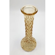 El Yapımı Gold Renk Baklava Model Cam Karanfillik 25cm Altın