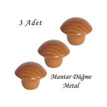 3 Adet Kayın Mantar Düğme Kulp Mobilya Çekmece Dolap Kapak Kulbu Metal Kulp Aksesuarları Vidalı