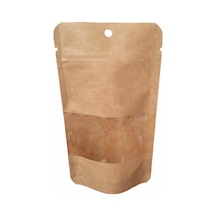 Doypack Pencereli Kraft Delikli Kilitli Kese Kağıdı Orta Boy 200'lü 1 KG 20 x 30 CM