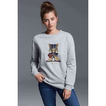 Thor Baskılı Gri Kadın Sweatshirt