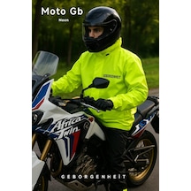 Geborgenheit Moto Gb Neon Motosiklet Yağmurluğu Cepli Astarlı Kapşonlu Su Geçirmez Alt Üst Takım Kadın Erkek Motorcu Yağmurluk