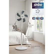 Sinbo Sf-7705 Ayaklı Vantilatör 16 İnç 45w Sessiz Fan 3 Kademeli Yükseklik Ayarlı Güçlü Çok Renkli