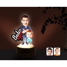 Kişiye Özel Baba Oğul Karikatürlü Dekoratif 3D Biblo Led Işıklı G (483006628)