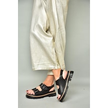 Fox Shoes S996079109 Siyah Kalın Tabanlı Kadın Sandalet Siyah