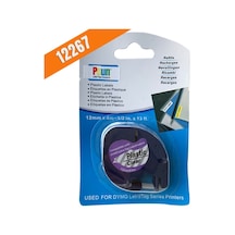Puun Dymo Letratag 12267 Plastik Şeffaf Etikete Siyah  12MM x 4m