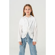 Giyicem Kız Çocuk Önden Bağcıklı Gömlek T-shirt İkili Takım 1801 Beyaz Giyicem Kız Çocuk Önden Bağcıklı Gömlek T-shirt İkili Takım 1801 Beyaz