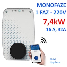 Powerşarj Monafaze 1Faz 220V 7.4Kw-5Kw-32A Elektrikli Araç Şarj İstasyonu