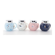 5 Adet Porselen Kupa Ayna Kapaklı Astronot Tasarımlı, Porcelain Mug Cup, Kahve Ve Çay İçin Dekoratif Bardak