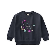 Pullu Ay Yıldız Nakışlı Sweatshirt 2-8 Yaş Antrasit Antrasit