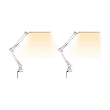 Szypzstore Kelepçeli 2x Led Masa Lambası, 10w Salıncak Kolu Masa Lambası, 3 Aydınlatma Modu, Çalışma, Çizim, Ofis Için Ayarlanabilir Masa Lambası 9g8cw1 Beyaz