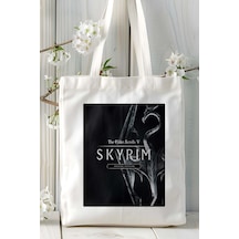 Art Hediye The Elder Scrolls Skyrim Oyun Baskılı Bez Çanta Omuz Çantası Kişiye Özel Model 14 Çok Renkli