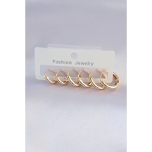 Pirinç Gold Renk Oval Küpe Seti - Tj-bkp8998 Beyaz
