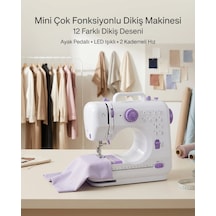 12 Farklı Dikiş Desenli Mini Dikiş Makinesi Ayak Pedallı Led Işıklı Ev Tipi Kullanım Çok Renkli