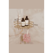 Mat Gold Yapışkanlı Köşe Raf Organizer Duş Şampuanlık Banyo Rafı Paslanmaz Metal