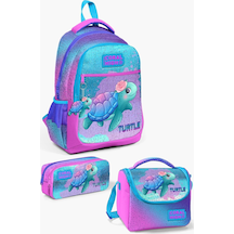 Kids Mor Su Yeşili Unicorn Desenli 3 Lü Okul Çanta Seti Set0123487 Açık Pembe Mavi Çok Renkli