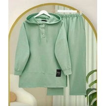 Lovie Moda Kadın Yarım Pat Düğmeli İkili Takım Yeşil