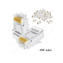 Rj45 Cat5 Cat6 Jack Konnektör Altın Kap. Ethernet Uç 8P8C 100 Ad.