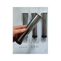 8 Adet Gobit Ayarlanabilir Metal 20 Cm Krom Mobilya Kanepe Koltuk Baza Yükseltici Destek Ayağı Ayak Parmak İzi Bırakmaz Inox Parmak İzi Bırakmaz Inox