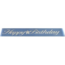 Kuşak Kurdela Happy Bırhday Mavi Gümüş Pk:1.5 Mt +3