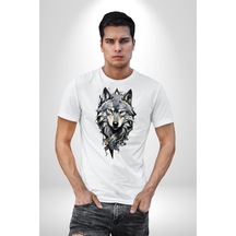 Beyaz Kurt Unisex Unisex Beyaz Organik Baskılı T-shirt Penye Yüksek Kalite Beyaz