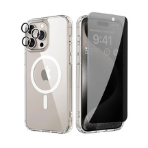 İphone Uyumlu 15 Pro Max Magsafe Kılıf + Hayalet Ekran + Lens Koruyucu