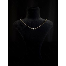 Nazar Boncuklu Gold Çelik Kolye -777 Serisi Gümüş