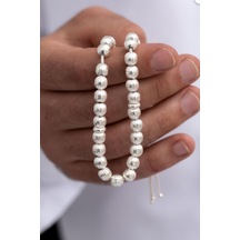 Gümüş Tespih Çizgili Küre Büyük Boy 22gr