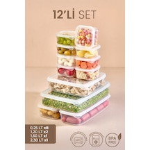 12'li Mikrodalga Buzdolabı Saklama Kabı Buzdolabı Organizeri 2300mlx1-1600mlx1-1200mlx2-250mlx8 Şeffaf