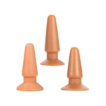 Erofoni Yeni Nesil Süper Realistik 3 Adet Farklı Boylarda Vantuzlu Anal   Plug Seti