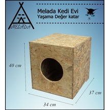 Melada Kedi Evi Dış Ortam Uygun Ahşap Kedi Evi Osb 40x37x34 Cm