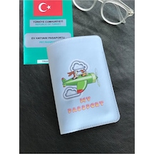 Vip Gift Pet Pasaport Kılıfı Ev Hayvanı Kedi Köpek Nil Yeşili Vegan Deri P Mavi