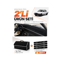 E-biz Renault 9 Spring 1991-1996 Uyumlu Torpido Örtüsü + Tay Tüyü Çanta - Siyah-gri - Re003