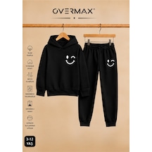 Overmax Çocuk Smile Baskılı Kapüşonlu Eşofman Takımı - 3-12 Yaş Siyah Üst-siyah Alt - 919385509 Siyah Üst-siyah Alt