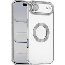 Apple Uyumlu iPhone 17 Air Kılıf Kamera Korumalı Logo Gösteren Zore Omega Kapak - Gümüş Gümüş