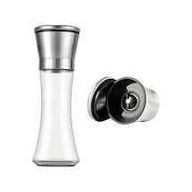 Mithra Life 2li Büyük Boy Metal Krom Kapaklı Cam Tuz Karabiber Değirmeni Gümüş Tuzluk Biberlik Mıt1245 Acı Kahverengi