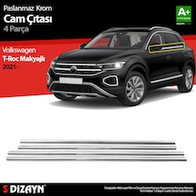 S-Dizayn VW T-Roc Makyajlı Krom Cam Çıtası 4 Prç. 2021 Üzeri