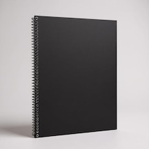Fark Tanıtım Kareli Spiralli Not Defter, A4 Boyut 21x29,7 Cm , 60 Yaprak, 90gr. Ivory Kağıt, Ofis İçin İdeal Siyah Kapak Açık Gri