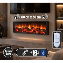 Dekoratif Elektrikli Bluetoothlu Yapay Şömine 80x30x15