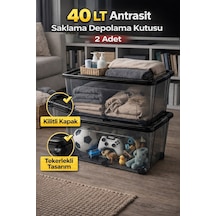 2 Adet 40 Litre Saklama Düzenleme Kutusu Siyah