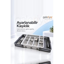 Ayarlanabilir Kaşıklık Organizer Genişleyebilir Çekmece İçi Düzenleyici Grı Antrasit - Gri