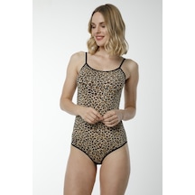 Hmd 3003 3'lü Pamuk Leopar Desenli İnce Askılı Çıtçıtlı Body - Leopar Leopar